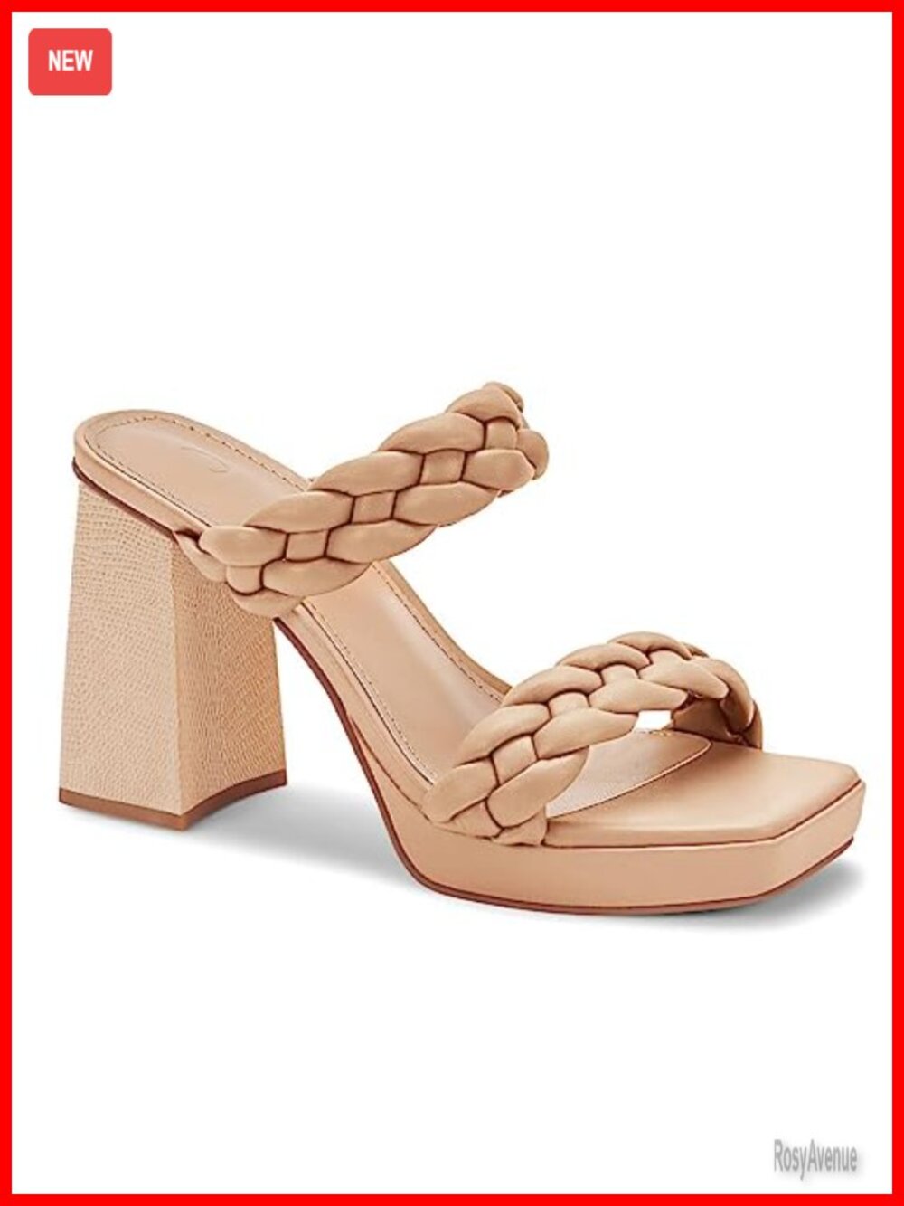 Platform Heels Chunky Braided Slip On High Mules Sandals - Faux Leather